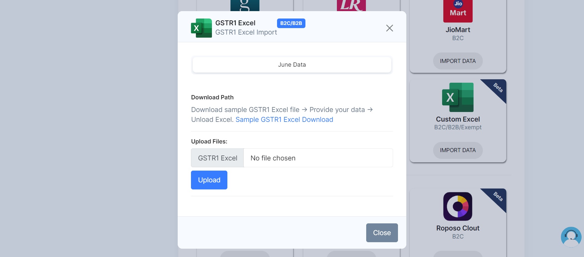 GSTR 1 Excel Upload