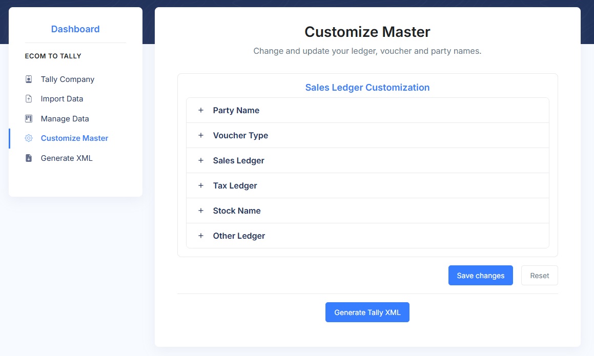 Customize Masters