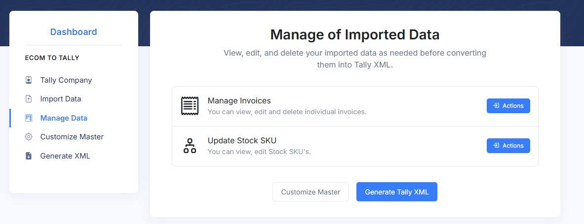 Manage Imported Data