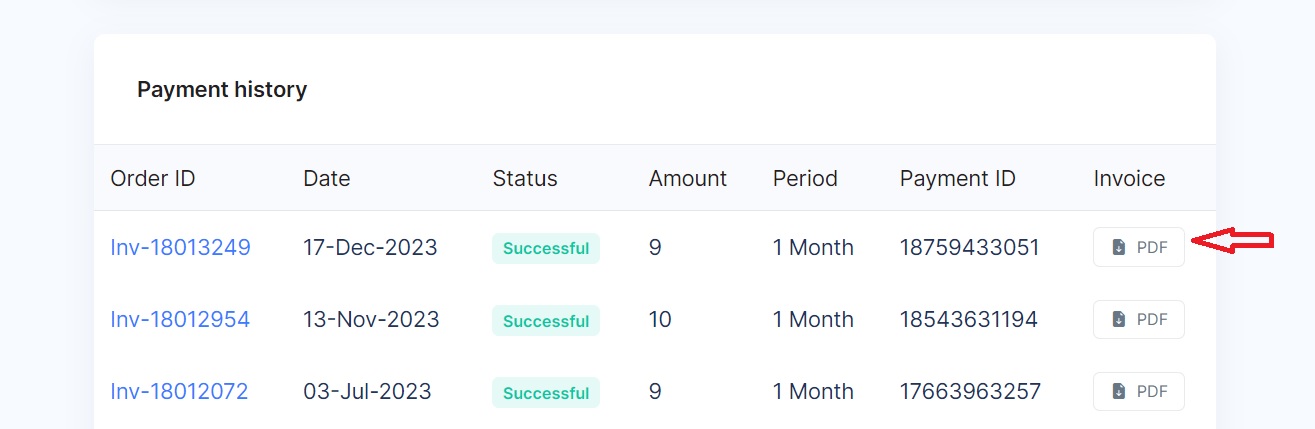 payment history